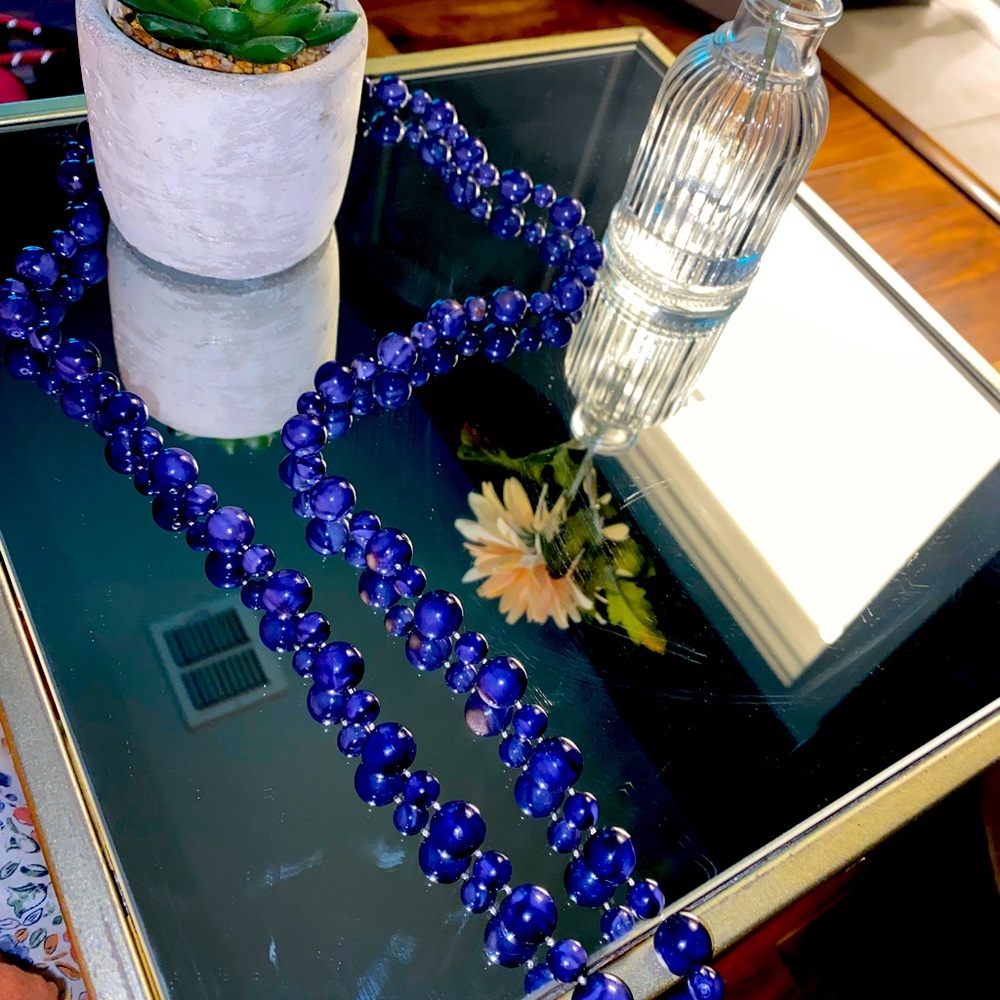 Blue pearl bead necklace!